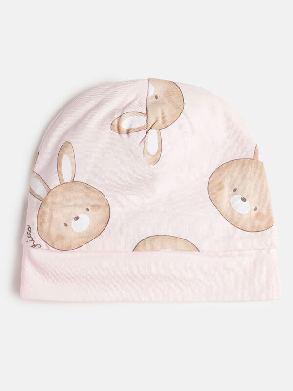 Girls Pink Printed Pure Cotton Cap image number null